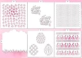 Cookie and Craft Stencil Set Easter N3, 6 pcs: eggs, hares, grass, clouds, peas, inscription