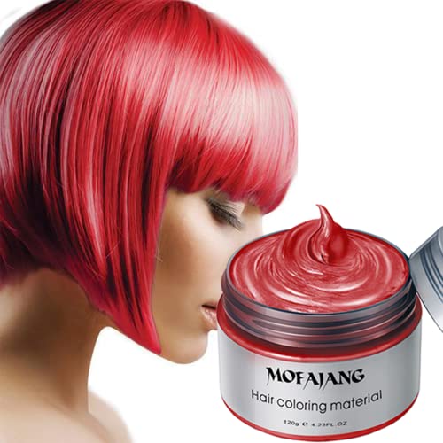 Red Hair Coloring Dye Wax Instant Hair Wax Temporay Hairstyle Cream Hair Pomades Natural Hairstyle Wax for Men and Women Party Cosplay