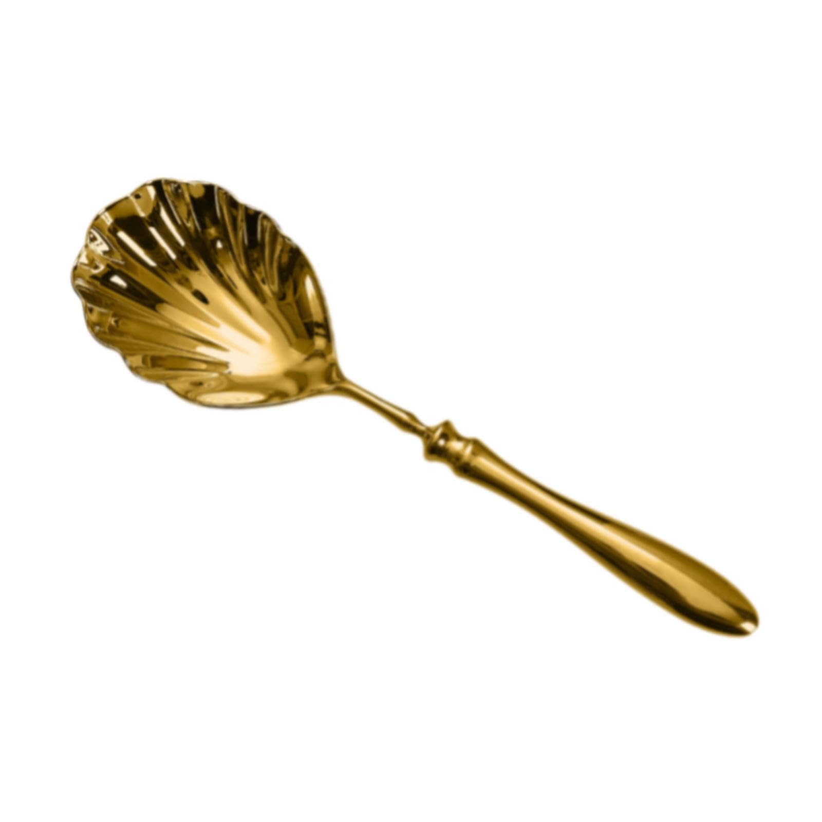 Serving Spoon Basting Spoon Shell Shape Multifunctional Tablespoon for Parties Home Restaurant Buffet Family Dinners Catering, Gold Large