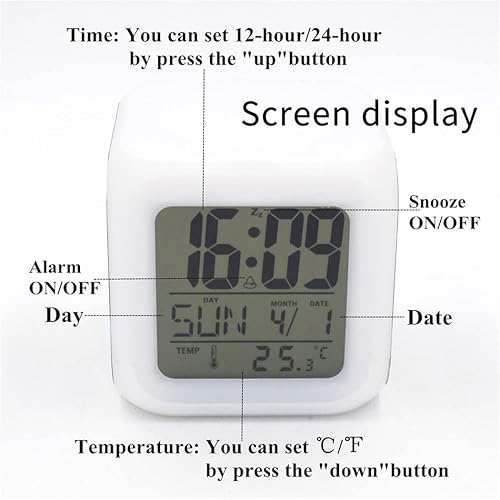 Miniatura 4 de Bocaihua - Reloj despertador digital con luces LED, diseño de pájaros, pingüino, azul, para niños, adolescentes, adultos, hogar, oficina, decoración