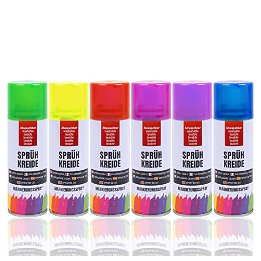 Bock op Kölle Kreidespray 6 Farben | Bunte Sprühkreide für Kinder & Party | Markierungsspray abwaschbar, wasserlöslich | Temporäre Kreidefarbe für Graffiti, Deko, 100ml (Bunt 6 Stück)