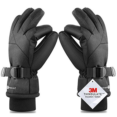 Winter Gloves Waterproof Windproof 3M Insulated Gloves Touchscreen Gloves for Men and Women for Outdoor Work (Black, L)