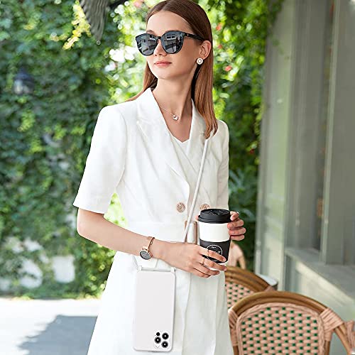 Blaspins Crossbody Lanyard Strap Case for iPhone 14 Pro, Neck Cross Body, Adjustable Holder Removable, Drop Protection Shockproof, Hands-Free Silicone Case 6.1 inch, 150 cm Strap, iP14Pro - White by Blaspins - Image 8