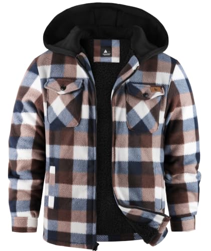 Image of ZITY Boys Flannel Jacket Sherpa Lined Zip Up Hoodie