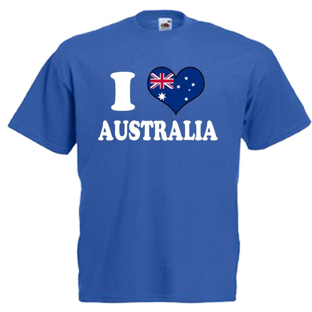 Shaniztoons Men's Royal Blue I Love Heart Australia T Shirt Medium