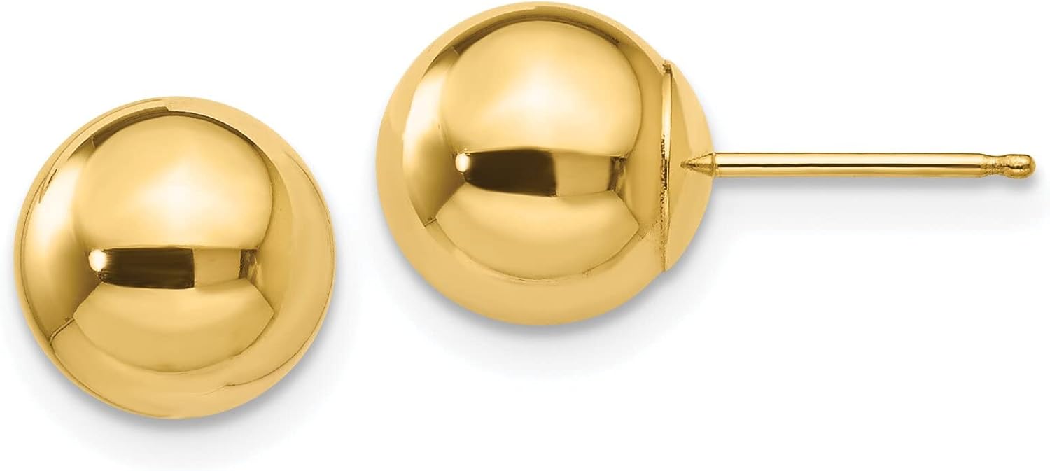 14K Yellow Gold Ball Stud Earrings Jewelry 8mm