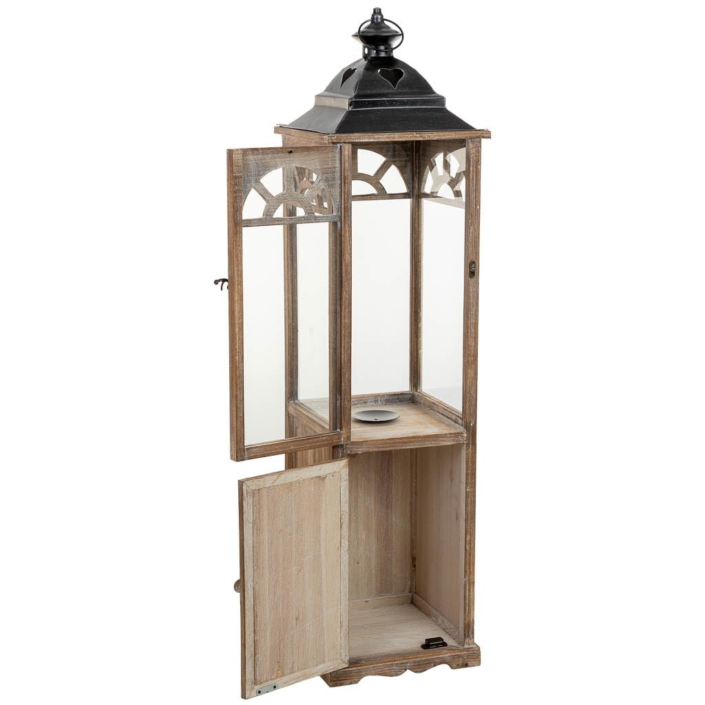 Farol de Madera marrón 26x26x102.5h cm