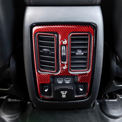 Image of Rear A /C Air Outlet Vent Cover Decals for 2011-2024 Dodge Durango Accessories Carbon Fiber Interior Stickers, Red