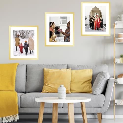 Image of JCJMY 20x24 Picture Frame with 16x20 Mat, Display Photo 16x20 with Mat or 20 x 24 Without Mat, Wall Hanging Large 20 by 24 Poster Frame with Plexiglass, Gold