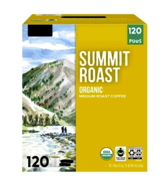 Kirk'land Summit Roast Medium Roast Organic Coffee Pod K' Cups - 120 Count