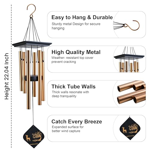 Image of ZAICUS Metal Wind Chime for Home Entrance, Outdoor Wind Bell with Tree of Life Pendant, Hanging Wind Chimes for Garden, Balcony & Patio Decor