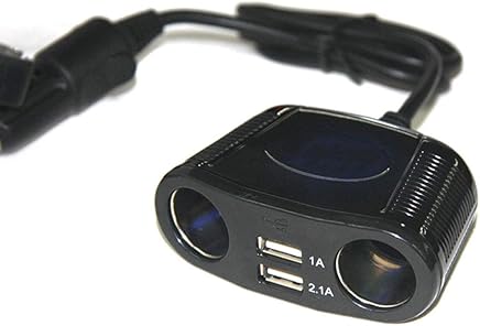 CAPTIANKN Adaptador doble cargador de autom?vil USB 2.1A con 2 enchufes Cigarrillo encendedor adaptador DC Socket Dispensador de coche, negro