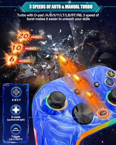Image of Wireless Switch Controllers for Nitendo Switch /OLED /Lite, 1200mAh Switch Pro Controller with 10 Color Light Modes, Rechargeable Switch Turbo Control with Vibration, Turbo, Wake Up, 6-Axis Gyro