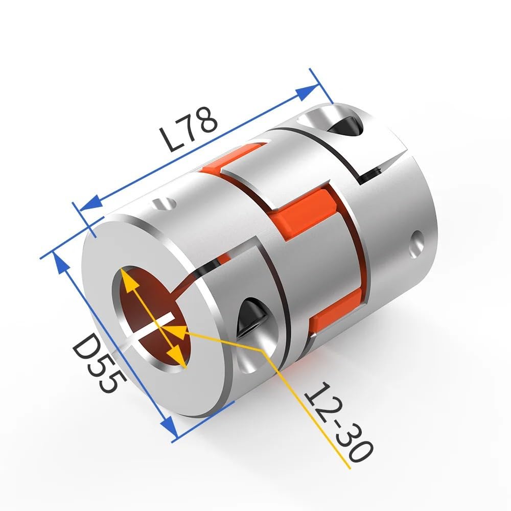 Accouplement flexible en aluminium D55 L78, trou intérieur de 12 mm à 28 mm, 4 mâchoires, accouplement d'arbre moteur élastique Manchon(14x24mm)
