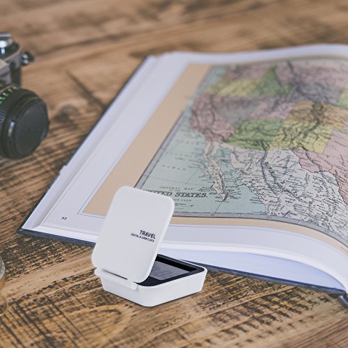 Egundo Small Digital Travel Alarm Clock, Battery Operated Mini Travel Clock With Backlights, Portable Folding Mini Pocket Clock With Temperature Calendar For Outdoor Kids Table Cars Camper (White) #TOP4