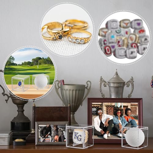 Image of 2 Pack Championship Ring Display Case Clear Acrylic Ring Case Display Box for Sports Baseball Softball Football Basketball Single Ring Coin Holder Stand, 2.16 Inch