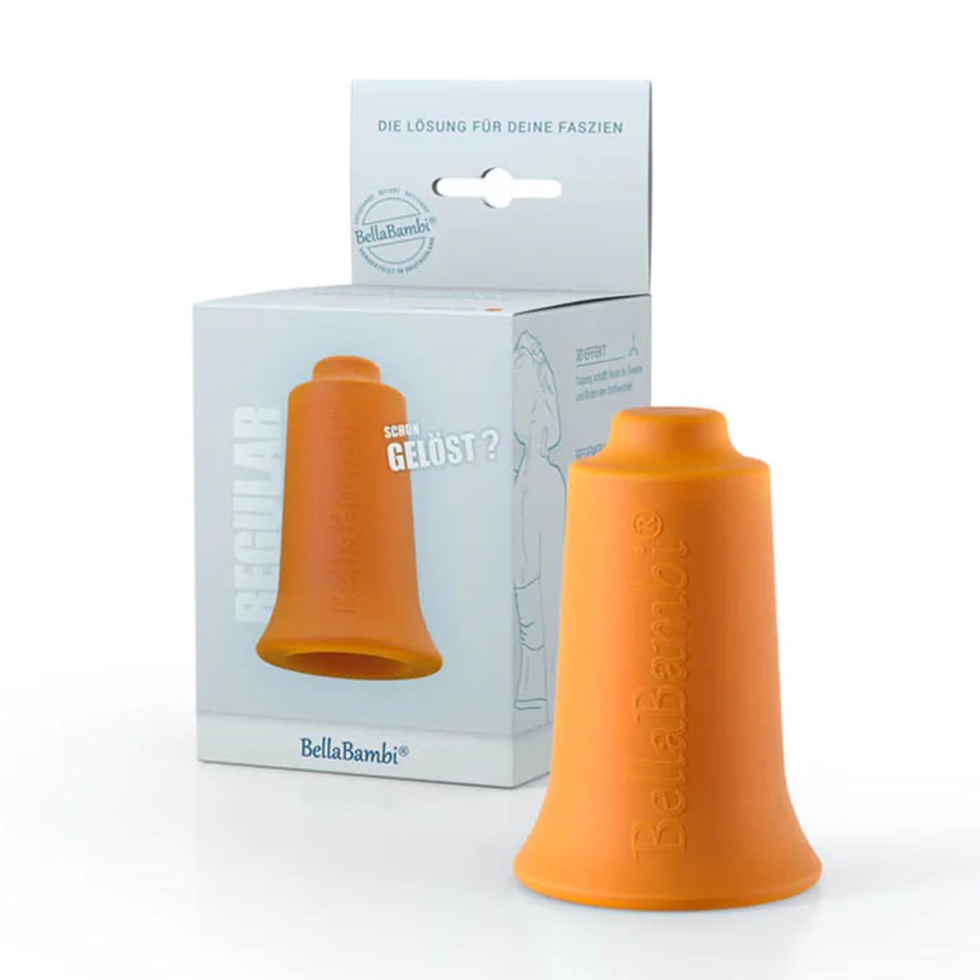BellaBambi original verre à ventouses | Ventouses pour la beauté, le peeling, le sport & le massage en cas de tensions | Fabriqué en Allemagne | Silicone doux pour la peau | Intensité Regular Orange