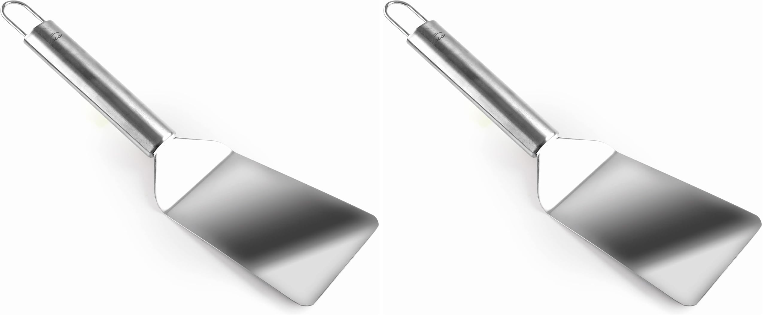 Lacor - 60266 - Spatola piegata per barbecue, Acciaio inossidabile, Impugnatura ergonomica, Lavabile in lavastoviglie, 28 cm, Acciaio inossidabile (Confezione da 2)