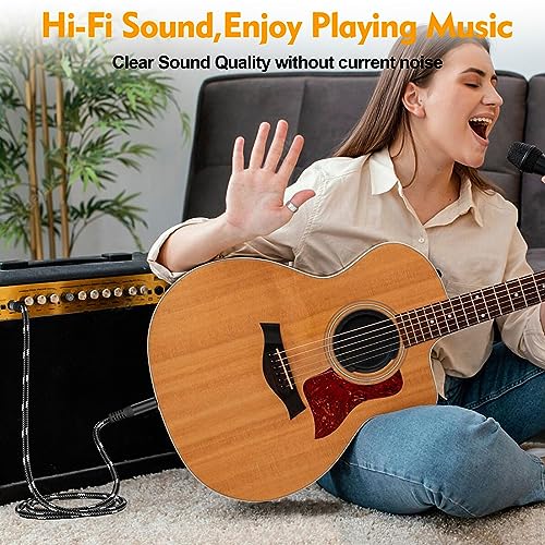 HOSONGIN 1/4 Inch TRS Instrument Cable 2-Pack 10ft, Straight-to-Straight 6.35mm TRS Stereo Audio Cord for Electric Guitar, Bass, Keyboard, Mixer, Amplifier, Speaker, Black/White Braided Tweed