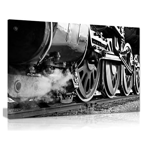 Lienzo decorativo con diseño de tren de vapor vintage, color blanco y negro, El tiempo de apertura de la vendimia es tiempo de guiness, 61x41 cm (24x16in)