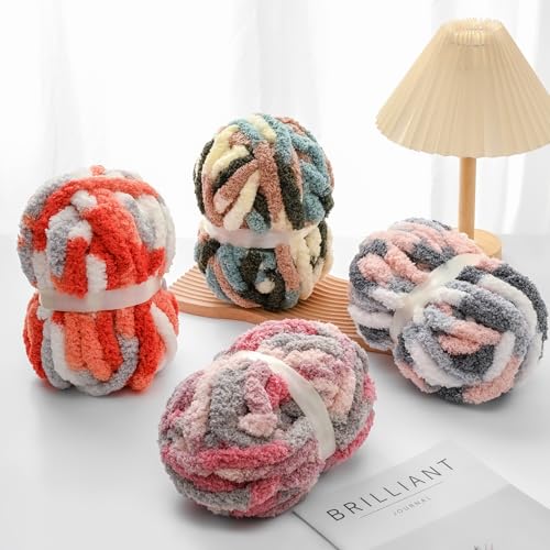 Image of 10 Pack Jumbo Chunky Yarn for Hand Knitting, Fluffy Chunky Chenille Yarn for Crocheting, Variegated Chunky Knit Baby Blanket Yarn, 240 yds /70.5 oz Super Bulky Yarn(Forest Green)