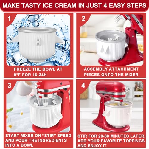 Image of Ice Cream Maker Attachment for KitchenAid Stand Mixer, Compatible with 4.5 /5QT & 6QT Stand Mixers, 2 Quart Frozen Kitchenaid Ice Cream Maker Attachment Ice Cream Bowl for Yogurt /Sorbet Gelato