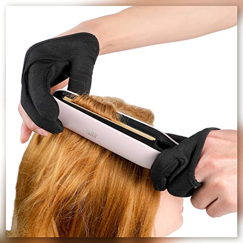 2 pcs heat resistant gloves for hair styling curling wand 3 finger reusable mittens protection gloves for barber dye protector straightening