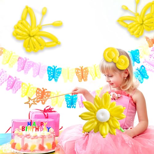 Image of 100Pcs Yellow 260 Balloons, Long Balloon for Tying Balloon Arch, Long Skinny Balloons for Twisting Ballons Animal balloons Birthday Party Wedding Festival Decorations