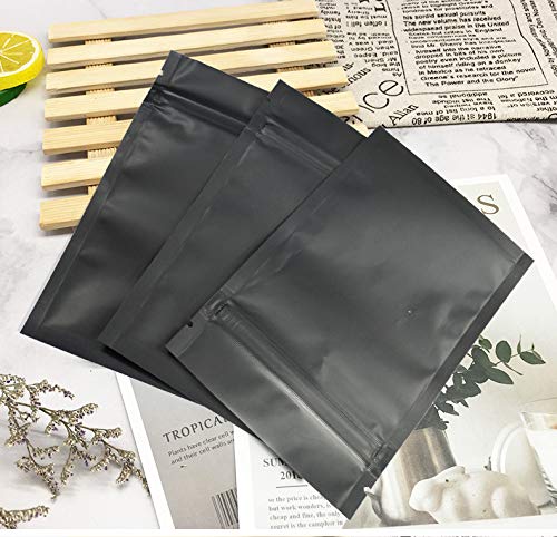 NA/ 200 stuks zwarte hersluitbare Mylar-tassen, geurbestendige zakken, foliezakken, platte druksluitzakken voor het… - Image 6