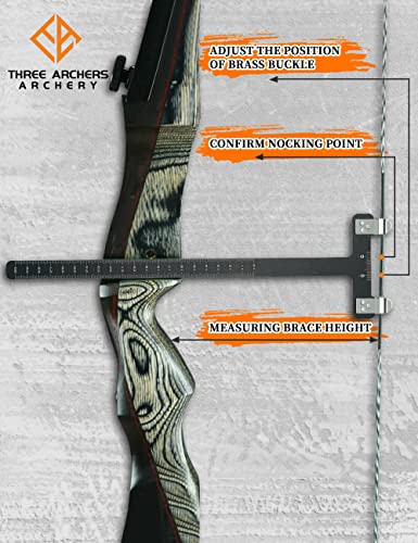 THREE ARCHERS Archery T Bow Square Set Bowstring Nocking Point Buckle Piler for Recurve Bow Hunting Bow (BLACK) - Image 4