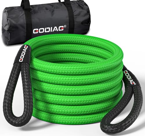 GODIAG 1'×30ft Kinetic Recovery Rope Recovery Tow Strap (46500lbs) Heavy Duty Energy Rope 30% Elasticity Off-Road Power Strap for Truck Jeep Car ATV UTV Tractor