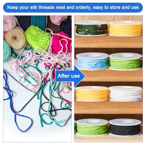 Image of Weysat 60 Pack Empty Plastic Spools for Storing Chains and Ribbons White Wire Weaving Bobbins Thread Spools Ribbon Chain Tape Spools for Embroidery Thread Yarn Ribbon Crafts Sewing 2.2x0.79 Inch