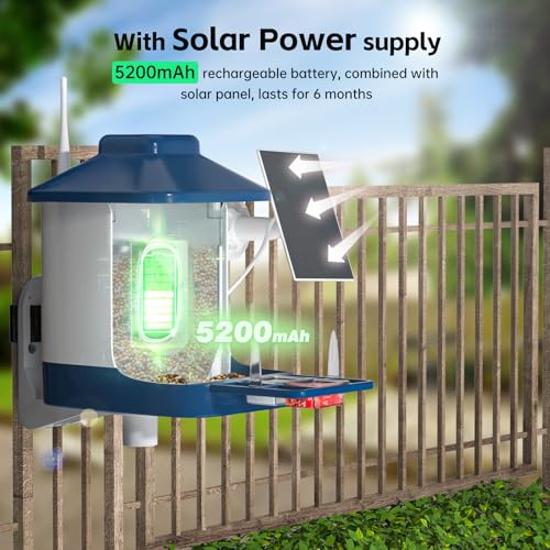 Bird Feeder with Camera, AI Bird Identification, Full HD Live Video, Solar Powered, 2.4Ghz WiFi, Nstant Arrival Alerts - White Elephant Gifts - Image 5