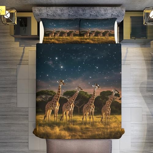 Parure de lit double girafe housse de couette 200x200cm coton douce