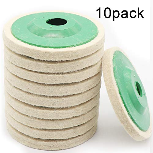 10 Pack 4 Inch Round Wool Felt Disc Wheel Pad, for 100 Angle