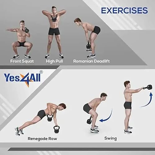 Yes4All Solid Cast Iron Kettlebell Weights Set – Great For Full Body Workout And Strength Training, L - Black 45Lb #TOP4
