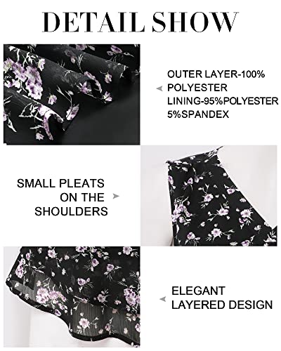 Messic Sleeveless Blouses For Women Fashion 2023, Sleeveless Womens Blouses And Tops Dressy Business Casual Chiffon Tank Tops Elegant Summer Blouse For Work Floral Double Layered Shirts Multi-Black M #TOP4