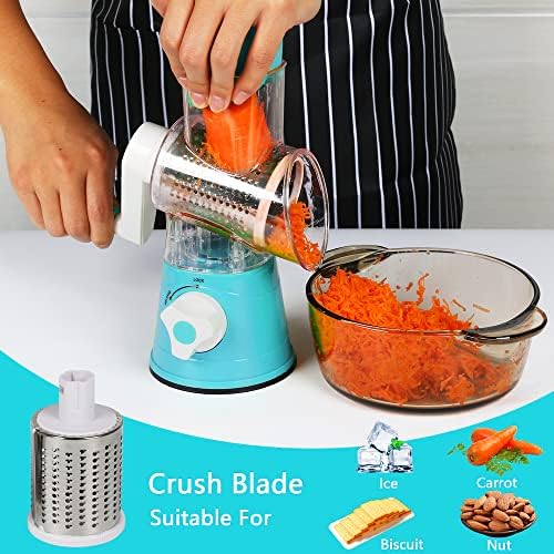 Multi-Purpose Rotary Graters for Kitchen, Rotary Cheese Grater, Kitchen Essential Tools for Fruits, Vegetables, Spiralizers, Easy to Clean and Cutting, Vegetable Shredders, 26 x 11.5 x 24 cm