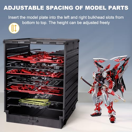 Image of PLAMOKOJO DIY Model Shelf Stand,Plastic Parts Shelf, Plate Rack, Tool Storage Container for Hobby Making Parts, Suitable for 1 /144Boards,Organize