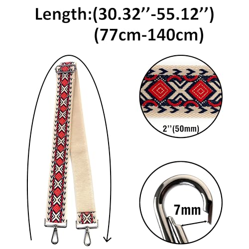 Image of Purse Strap Replacement for Crossbody Bags & Handbags | Premium Webbing with Gunmetal Black Hardware Clip-On Installation Adjustable Length Comfortable Wide Guitar Style Strap