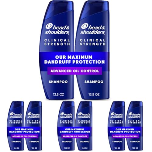 Image of Head & Shoulders Anti-Dandruff Shampoo with 1% Selenium Sulfide, Clinical Strength Advanced Oil Control Twin Pack, Seborrheic Dermatitis Relief, Oily Scalp, 13.5 Fl Oz Each (Pack of 4)