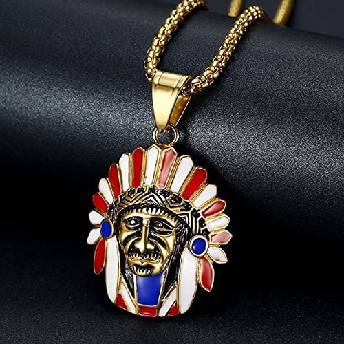 Collier de coiffe de chef indien tribal pour look biker punk