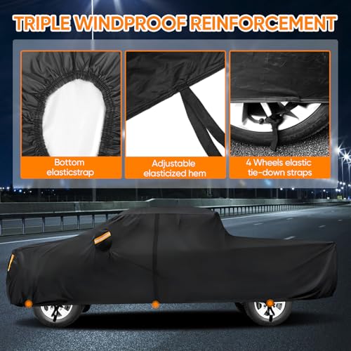 Truck Cover Waterproof All Weather - Pickup Truck Car Cover Fit for Ford F150, Chevrolet Silverado 1500, Gmc Sierra, Ram 1500, Toyota Tacoma (Length Up to 242 inch) - Thumbnail 2