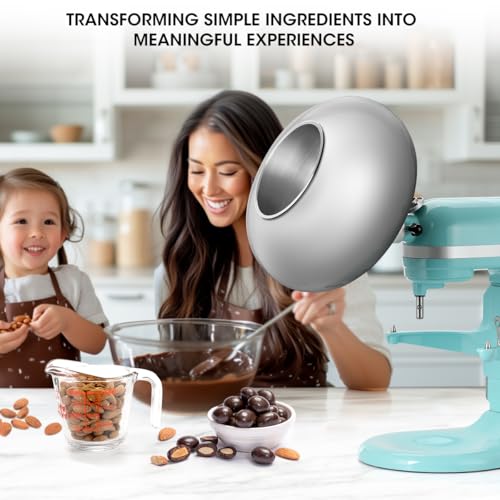 Image of Aieve Snack Coater Compatible with KitchenAid Bowl-Lift Stand Mixer for Making Chocolate Covered Almonds, Pistachio, Peanut, Freeze Dried Strawberry, Raisin, Macadamia Nuts and Blueberry