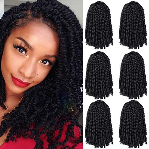 6 Packs Spring Twist Braiding Hair Spring Twists Bomb Twist Hair Synthetic Fiber Fluffy Twist Crochet Braids Low Temperature Twist Crochet Hair for Black Women Braiding Hair(8inch,1)