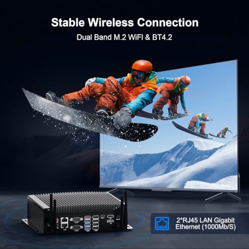 Image of WEIDIAN PC Industrial, Fanless Mini PC Win 11 Core i5-10210U 64GB RAM 1TB SSD, Linux Mini Desktop Computers 6 x COM RS232 /422 /485, GPIO, 4K 3xDisplay(HD+DP+Type-C), 2Lan, 8USB, WiFi&BT Auto Power On