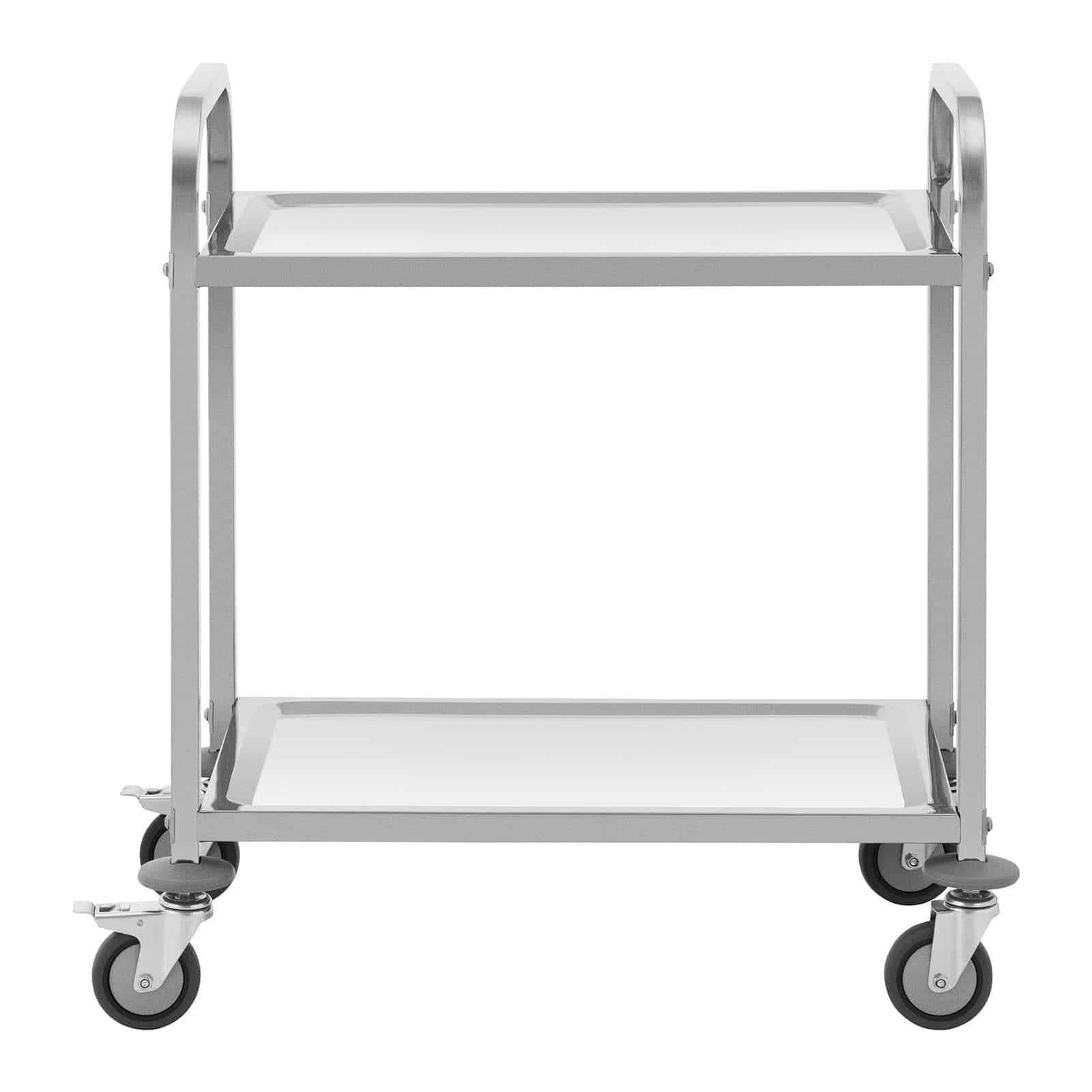Royal Catering RCSW-105 Servierwagen 2 Borde 70 x 40 cm 64 kg Küchenwagen Edelstahl Küchenrollwagen Rollwagen Küche