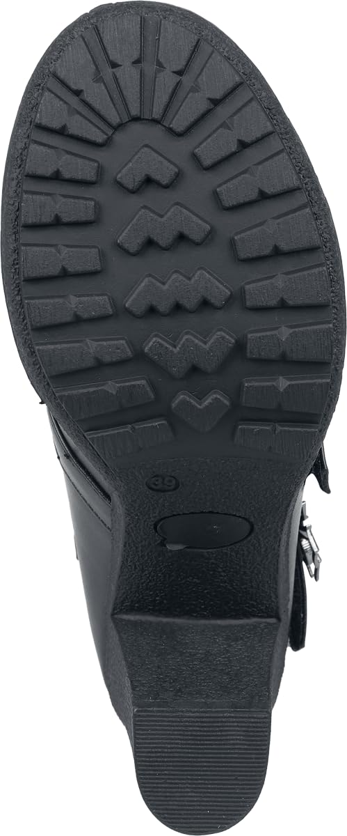 Gothicana by EMP Damen Schwarze High Heels mit DREI Riemen und Nietendetails