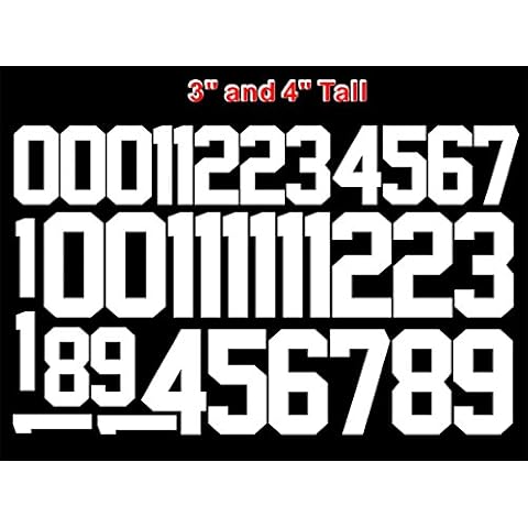 Numbers Kit(0-9),3" and 4" Tall for Sports T-Shirt Jersey Football Baseball,Iron On, Heat Transfer, Team,t-Shirt(Style A) (White(0-9)) Cover