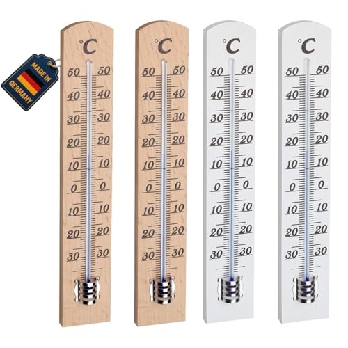 TFA Dostmann Thermometer-Set aus Holz, Buche, 95.1031, zur Innentemperatur Messung Braun (L) 31 x (B) 16 x (H) 180 mm